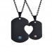 High Polished IP Black Plating Couple Jewelry Stainless Steel Heart Pendants Necklace