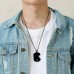 High Polished IP Black Plating Couple Jewelry Stainless Steel Heart Pendants Necklace