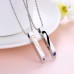 Her King His Queen Couples Jewelry Stainless Steel Zirconia Pendants with Chains