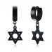 Wholesale mens hexagram IP black plating stainless steel drop earrings