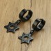 Wholesale mens hexagram IP black plating stainless steel drop earrings