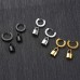 Mens fashion jewelry stainless steel black drop hoop lock earrings