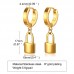 Mens fashion jewelry stainless steel black drop hoop lock earrings