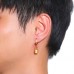 Mens fashion jewelry stainless steel black drop hoop lock earrings