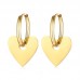 Women jewelry gold plated stainless steel heart hoop earrings