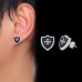 Mens jewelry enamel knight stainless steel cross stud earrings