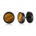 Mens surgical hypoallergenic turquoise black stainless steel post dumbbell earrings
