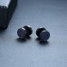 Mens surgical hypoallergenic turquoise black stainless steel post dumbbell earrings