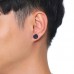 Mens surgical hypoallergenic turquoise black stainless steel post dumbbell earrings