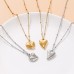 Gold Plating Beads Chains Heart Stainless Steel Pendant Necklace