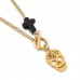 Punk Jewelry Stainless Steel Curb Chain Cross Skull Pendant Necklace