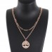 Hip Hop Jewelry Double Layers Stainless Steel Tree of Life Pendant Necklace