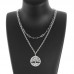 Hip Hop Jewelry Double Layers Stainless Steel Tree of Life Pendant Necklace