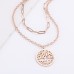 Hip Hop Jewelry Double Layers Stainless Steel Tree of Life Pendant Necklace