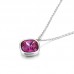 Multiple Colors Stainless Steel Round Crystal Pendant with Chain