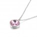 Multiple Colors Stainless Steel Round Crystal Pendant with Chain