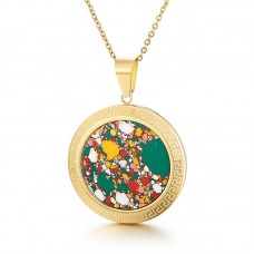Stainless Steel Round Tree Full Crystal Stone Pendant
