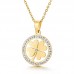 Stainless Steel Round Tree Full Crystal Stone Pendant