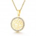 Stainless Steel Round Tree Full Crystal Stone Pendant
