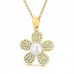 Mixed Designs Jewelry Stainless Steel Daisy Crystal Pearl Pendant