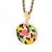 Ladies Jewelry Round Heart Patterned Stainless Steel Enamel Pendant