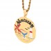Ladies Jewelry Round Heart Patterned Stainless Steel Enamel Pendant