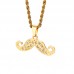 Hip Hop Jewelry Gold Plating Stainless Steel Crystal Beard Pendant