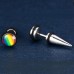 Mens jewelry surgical stainless steel rainbow long post earrings