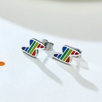 Newly gay  jewelry rainbow stainless steel piercing earrings and pendant set for men