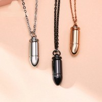 Punk Jewelry Stainless Steel Men Bullet Pendant Necklace