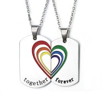 Rainbow Jewelry Couples Stainless Steel Logo Dog Tag Pendants